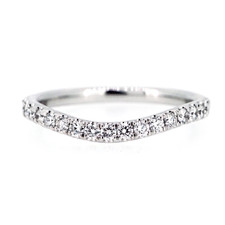 14K White Gold - 0.34ct - Round Brilliant Shared Prong Curved Diamond Wedding Band