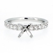 14K White Gold - 0.50ct - Round Brilliant Diamond Shared Prong Engagement Ring Setting