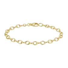 14K Yellow Gold - Solid Oval Link High Polished Gold Bracelet - 7 inch 