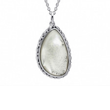 Sterling Silver - Free Form Mother of Pearl Bezel Style Necklace & Chain