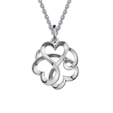 Sterling Silver - Intertwined Heart Love Knot Pendant & Chain