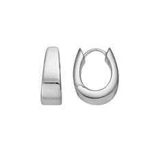 Sterling Silver - 7 x 18mm - Flat Bold High Polished Hinged Hoop Earrings