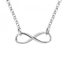 Sterling Silver - High Polished Infinity Loop Sideways Necklace