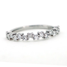 14K Yellow Gold - 0.37ct - Round Diamond Zig Zag Set Diamond Stackable Band