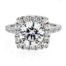 18K White Gold - 2.04ct  - LAB GROWN Diamond Halo Style Engagement Ring