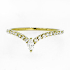 14K Yellow Gold - Marquise Cut Diamond Chevron Diamond Fashion Band (0.30ct)
