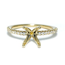 14K Yellow Gold - Signature Petite Diamond Accented Engagement Ring Setting (0.24ct)