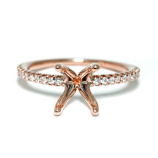 14K Rose Gold - Signature Petite Diamond Accented Engagement Ring Setting (0.24ct)