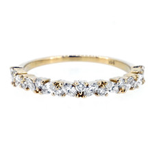 14K Yellow Gold -  Round & Marquise Cut Prong Set Diamond Wedding Band (0.39ct)