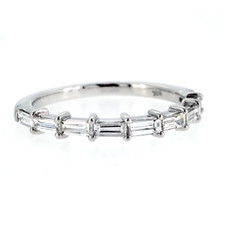 14K White Gold - 0.52ct- Straight Prong Set Horizontal Baggutte Diamond Band