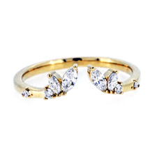 14K Yellow Gold - 0.24ct - Marquise & Round Cut Open Diamond Enhancer Jacket Ring