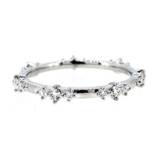 14K White Gold - 0.39ct -  Eternity Style Three Diamond Stationed Stackable Band