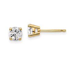 14K Yellow Gold - 0.75ctw - Lab Grown Round Brilliant Cut Diamond Four Prong Stud Earrings