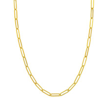 14K Yellow Gold - 5 x 17 mm - Paper Clip Chain Necklace - 18 inch