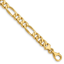 10K Solid Yellow Gold - 7mm - Figaro Link Fashion Bracelet - 8 inch