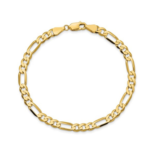 10K Yellow Gold 4.75mm Flat Figaro Link Style Gold Bracelet Edward Warren Jewelers
