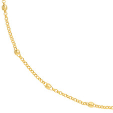 14K Yellow Gold - Shimmering Bead Stationed Necklace - 18 inch