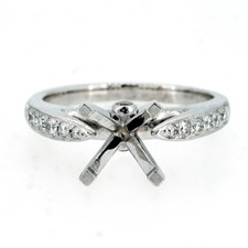 14K White Gold - 0.25ct - Vintage Milgrain Cathedral Diamond Accented Engagement Ring Setting