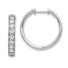 14K White Gold - 0.75ct - Bold Round Cut Diamond Round Hoop Earrings
