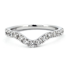 14K White Gold - 0.50ct - Round Diamond Petite Curved Diamond Wedding Band