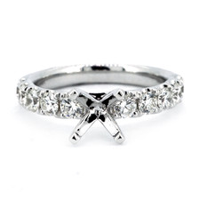 14K White Gold - 0.92ct - Round Brilliant Shared Prong Classic Engagement Ring Setting