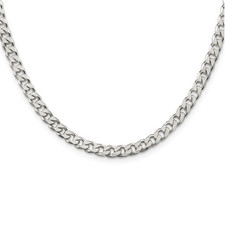Sterling Silver - 5mm - High Polished Curb Cuban Link Chain - 20 inch
