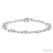Sterling Silver - Diamond Accented Infinity Link Bracelet - (0.10ct)