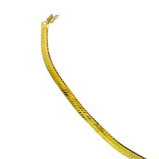 14K Yellow Gold - Italian Herringbone Style Necklace - 24 inch