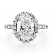14K White Gold - 2.50ct - Lab Oval Cut Diamond Oval Shaped Halo Engagement Ring Setting (0.70ct) 