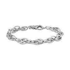 Sterling Silver - Twisted Interlocking Cable Link Fashion Bracelet - 7 inch