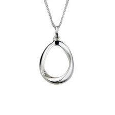 Sterling Silver - Free Form Open Tear Drop Pendant & Chain