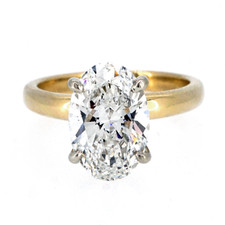 14K Yellow Gold - 3.00ct - Oval Lab Diamond Solitaire Claw Prong Engagement Ring (F/VS2)