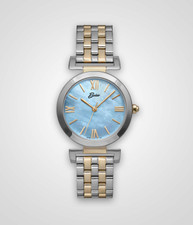 EWJ Ladies Signature Time Piece: Two Tone Steel Braclet, MOP Dial, Gold Accents 