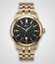 Men's EWJ Timepiece - Gold Tone Case, Black Textured Dial