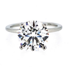 Platinum - 3.17ct - Lab Grown Round Brilliant Cut Diamond Solitaire Engagement Ring 