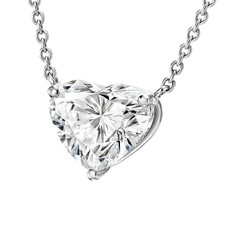 14K White Gold - 2.02ct - Lab Grown Heart Cut Diamond Solitiare Necklace