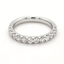 14K White Gold - 0.78ct -  13 Round Brilliant Cut Diamonds Shared Prong Band (15RD)