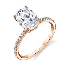 14k Rose Gold - Sylvie Designed Petite Hidden Halo Engagement Ring Setting (0.37ct) 