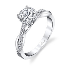 14K White Gold - Classic Twisted Vine Diamond Engagement Ring Setting (0.08ct)