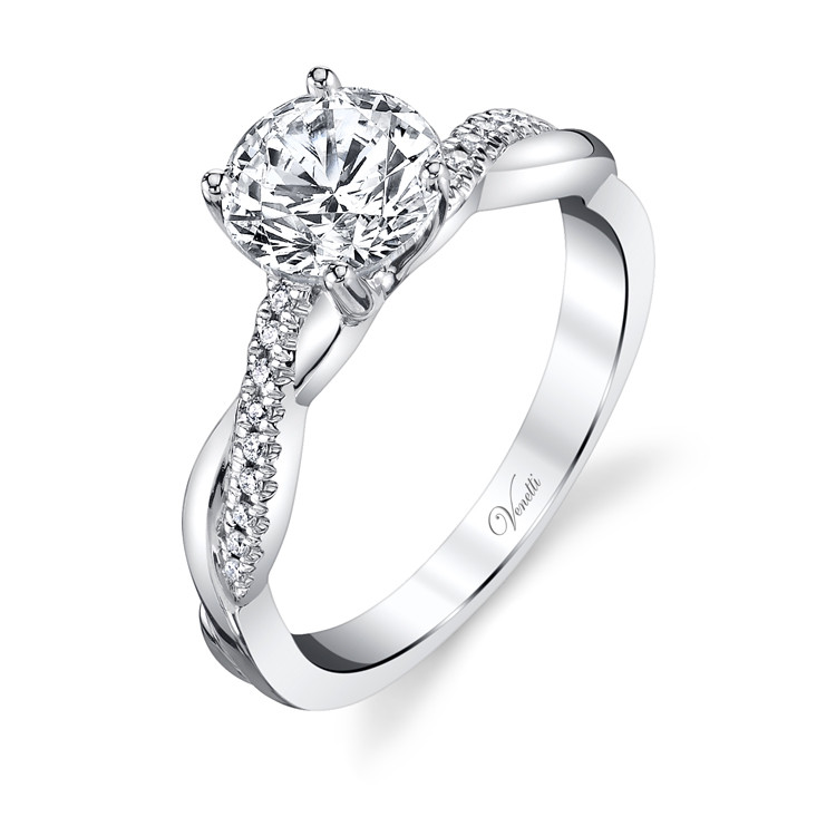 14K White Gold - Classic Twisted Vine Diamond Engagement Ring Setting  (0.08ct) - Edward Warren Jewelers