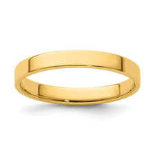 14K Yellow Gold - 3mm -  High Polished Flat Stackable Wedding Band