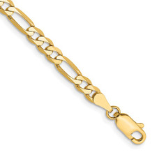 14K Yellow Gold -  4mm Solid Gold Figaro Style Bracelet - 8 inch