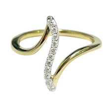 10K Yellow Gold - Diamond Wave Style Fashion Ring - 0.10ct
