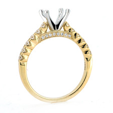 14K Yellow Gold - 0.43ct - Fancy Prong Round Diamond Cathedral Style Engagement Ring Setting