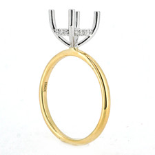 14K Yellow Gold - EWJ Signature Petite Hidden Halo Diamond Engagement Ring Setting