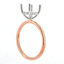 14K Rose Gold - EWJ Signature Petite Hidden Halo Diamond Engagement Ring Setting
