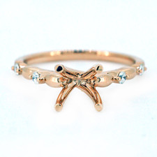 14K Rose Gold - Round Diamond Scalloped Style Engagement Ring Setting (0.10ct)