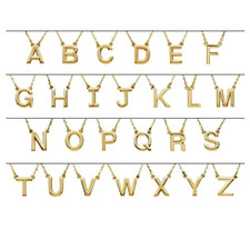 14K Yellow Gold - Petite Simple Block Letter Initial Necklace