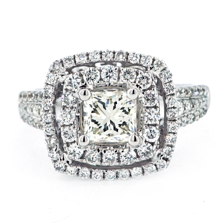 Princess cut double halo diamond engagement ring - Glacier® Jewelry