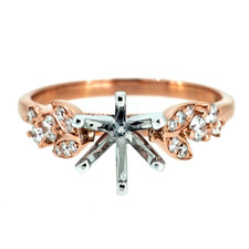 14K Rose Gold - Round Diamond Floral Inspired Diamond Engagement Ring Setting (0.20ct)